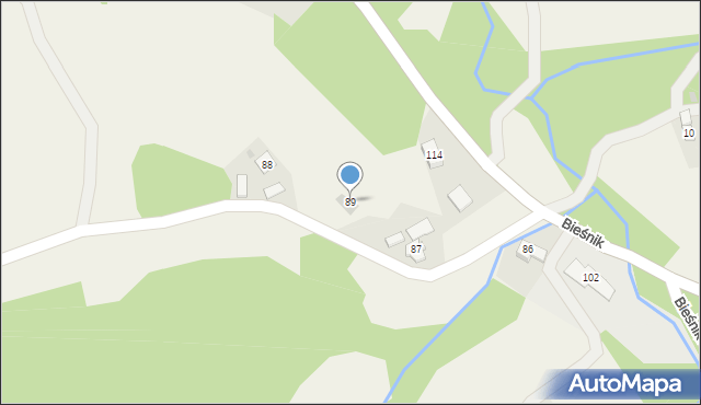 Bieśnik, Bieśnik, 89, mapa Bieśnik