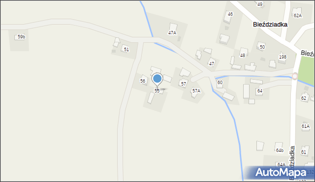 Bieździadka, Bieździadka, 55, mapa Bieździadka