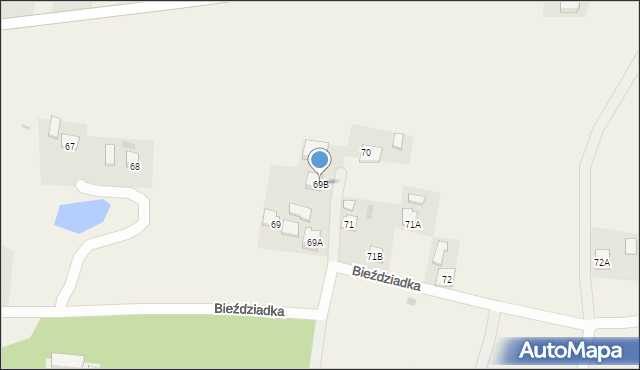 Bieździadka, Bieździadka, 69B, mapa Bieździadka