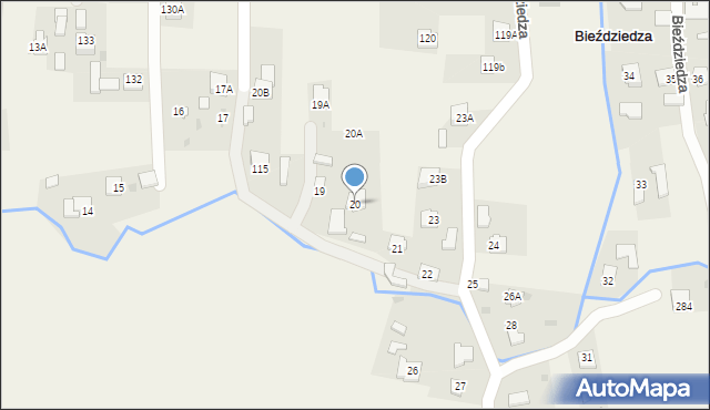 Bieździedza, Bieździedza, 20, mapa Bieździedza