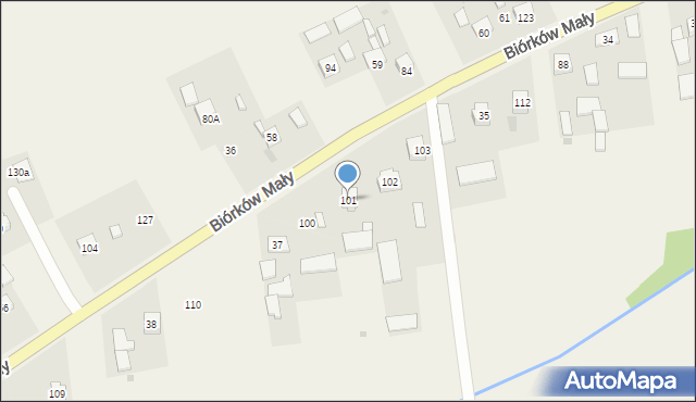 Biórków Mały, Biórków Mały, 101, mapa Biórków Mały