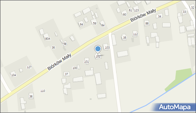 Biórków Mały, Biórków Mały, 102, mapa Biórków Mały
