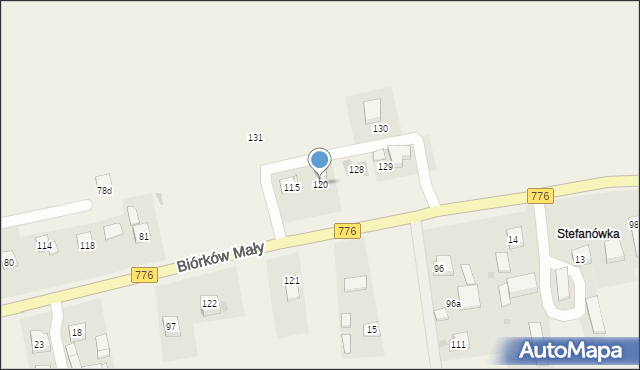 Biórków Mały, Biórków Mały, 120, mapa Biórków Mały