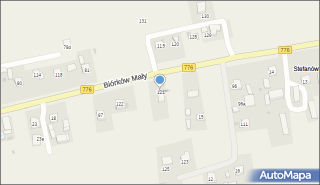 Biórków Mały, Biórków Mały, 121, mapa Biórków Mały