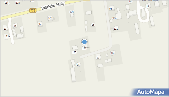 Biórków Mały, Biórków Mały, 123, mapa Biórków Mały