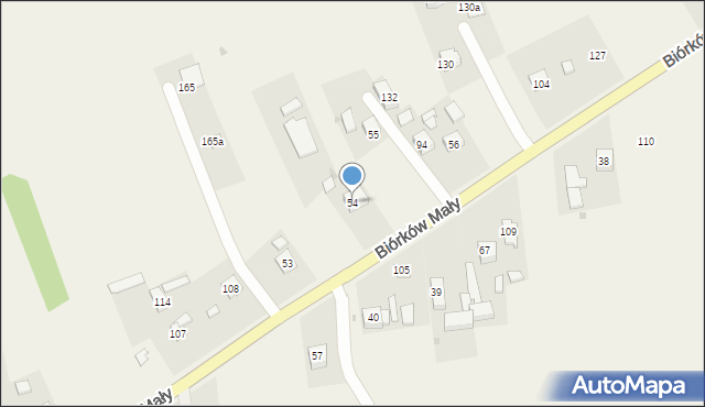Biórków Mały, Biórków Mały, 54, mapa Biórków Mały