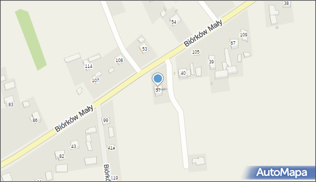 Biórków Mały, Biórków Mały, 57, mapa Biórków Mały