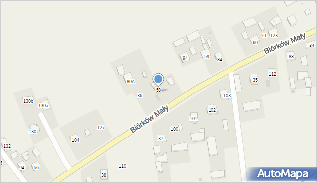 Biórków Mały, Biórków Mały, 58, mapa Biórków Mały