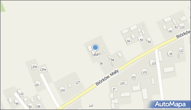 Biórków Mały, Biórków Mały, 80A, mapa Biórków Mały