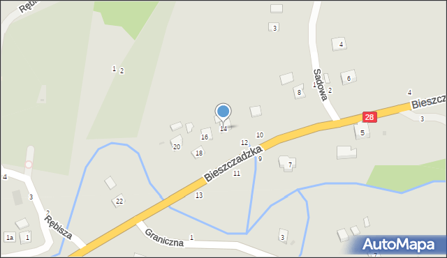Bircza, Bieszczadzka, 14, mapa Bircza