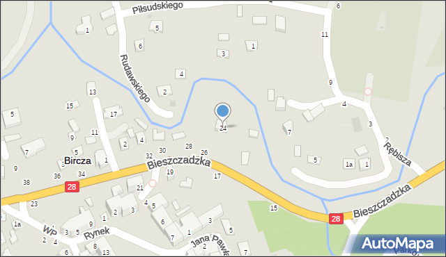 Bircza, Bieszczadzka, 24, mapa Bircza