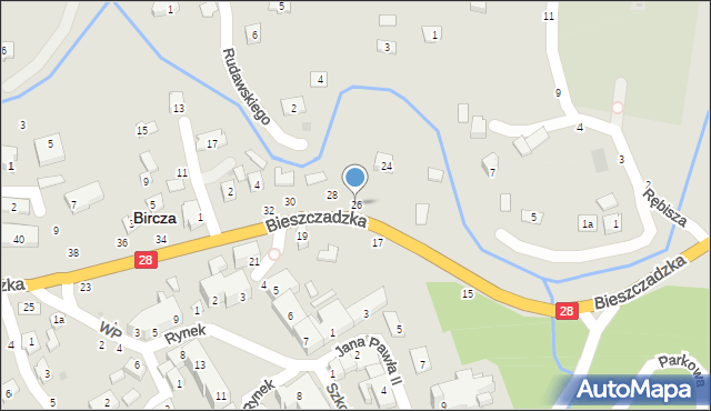 Bircza, Bieszczadzka, 26, mapa Bircza