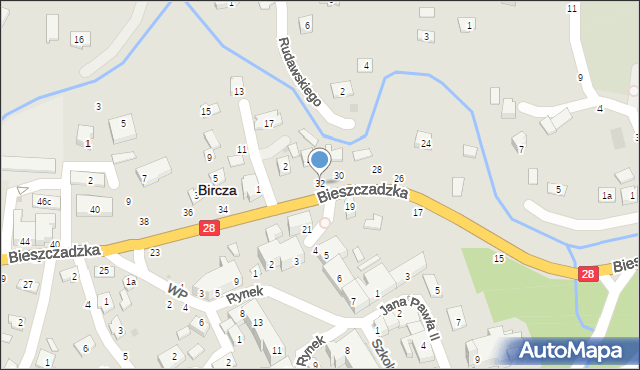 Bircza, Bieszczadzka, 32, mapa Bircza