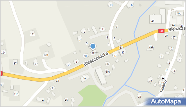 Bircza, Bieszczadzka, 48, mapa Bircza