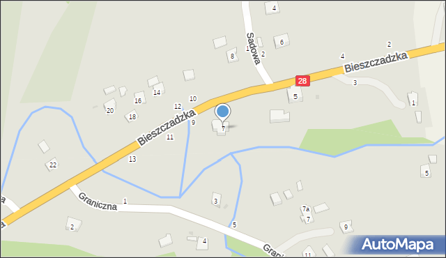 Bircza, Bieszczadzka, 7, mapa Bircza