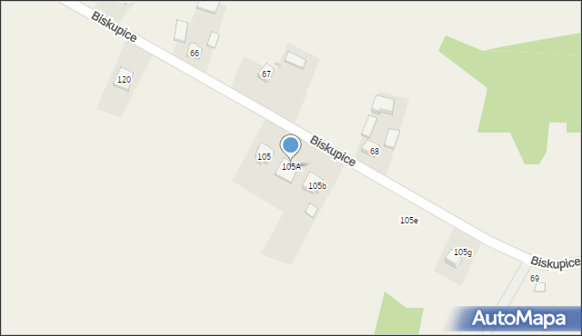 Biskupice, Biskupice, 105A, mapa Biskupice