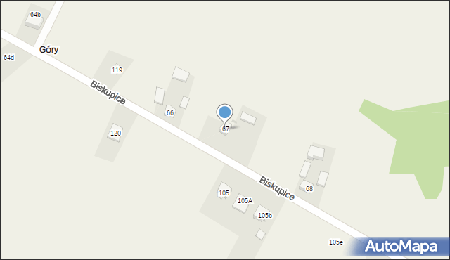 Biskupice, Biskupice, 67, mapa Biskupice