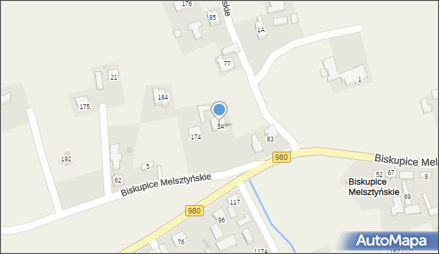 Biskupice Melsztyńskie, Biskupice Melsztyńskie, 3A, mapa Biskupice Melsztyńskie