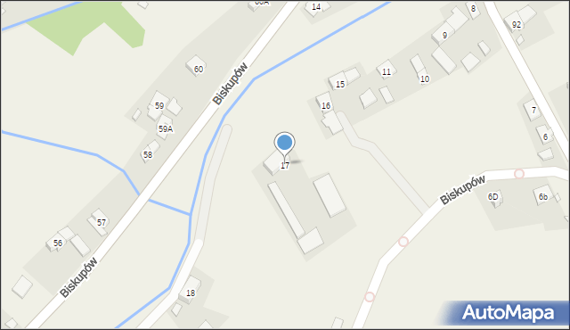 Biskupów, Biskupów, 17, mapa Biskupów
