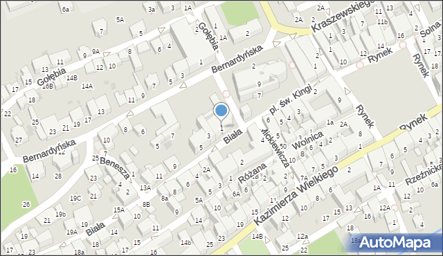 Bochnia, Biała, 1, mapa Bochni