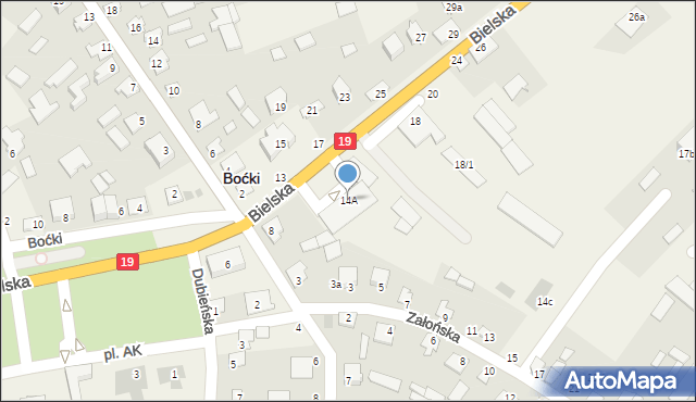 Boćki, Bielska, 14A, mapa Boćki