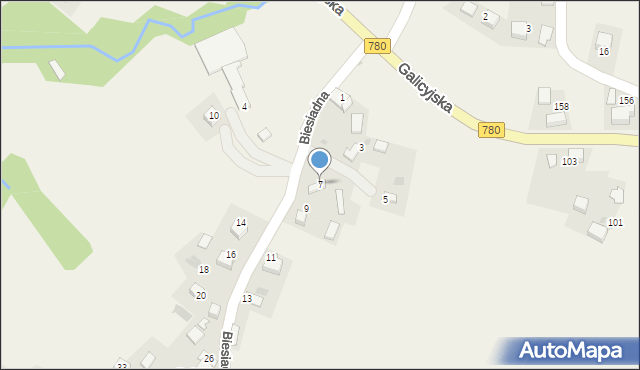 Brodła, Biesiadna, 7, mapa Brodła