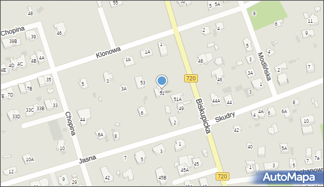 Brwinów, Biskupicka, 51, mapa Brwinów