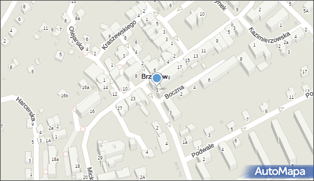 Brzozów, Bielawskiego Józefa, ks., 1, mapa Brzozów