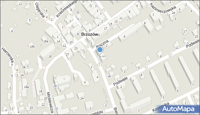 Brzozów, Bielawskiego Józefa, ks., 3, mapa Brzozów