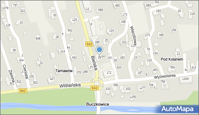Buczkowice, Bielska, 24, mapa Buczkowice