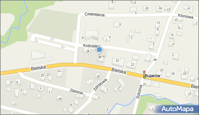 Bujaków, Bielska, 26, mapa Bujaków