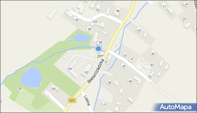 Bukowsko, Bieszczadzka, 100, mapa Bukowsko