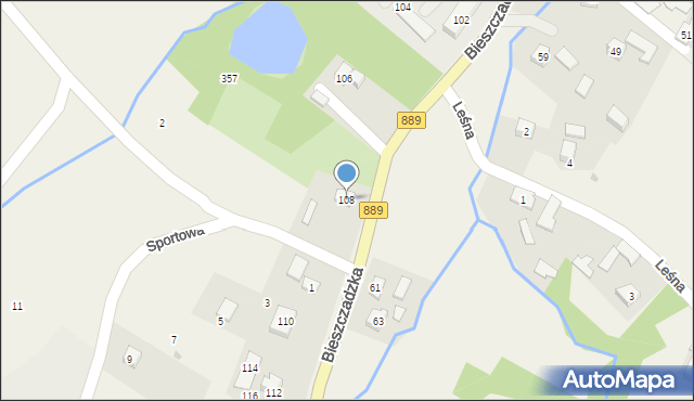 Bukowsko, Bieszczadzka, 108, mapa Bukowsko