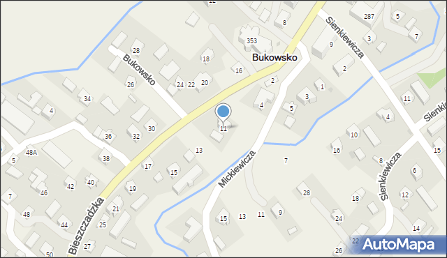 Bukowsko, Bieszczadzka, 11, mapa Bukowsko