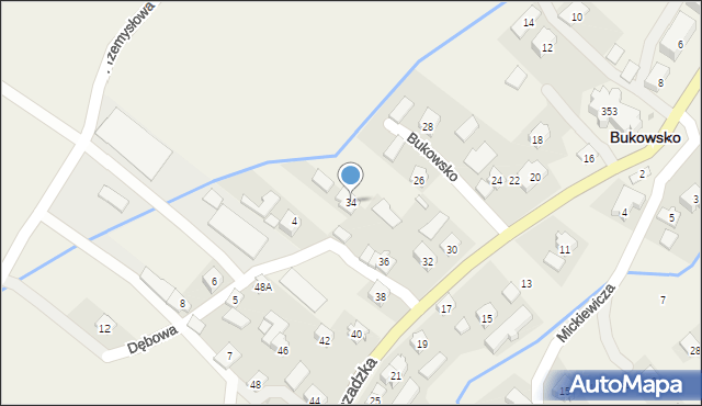 Bukowsko, Bieszczadzka, 34, mapa Bukowsko