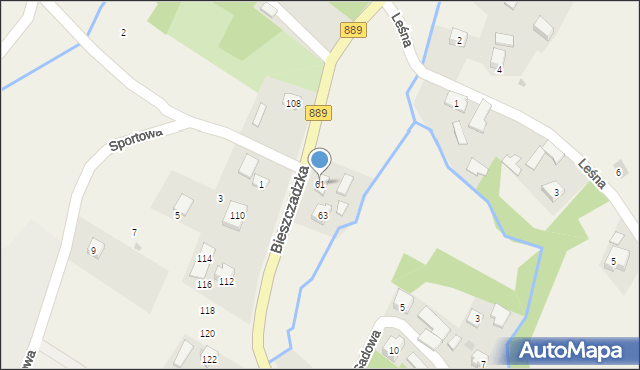 Bukowsko, Bieszczadzka, 61, mapa Bukowsko