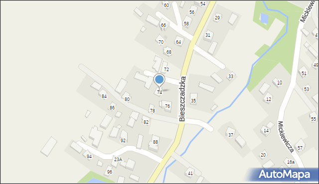 Bukowsko, Bieszczadzka, 74, mapa Bukowsko