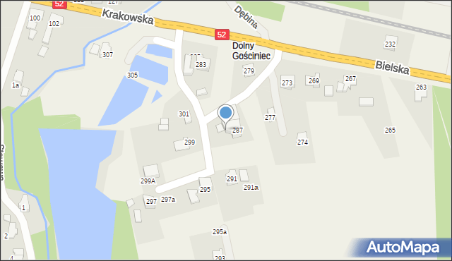 Bulowice, Bielska, 289, mapa Bulowice