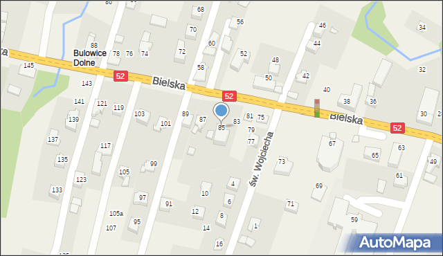 Bulowice, Bielska, 85, mapa Bulowice