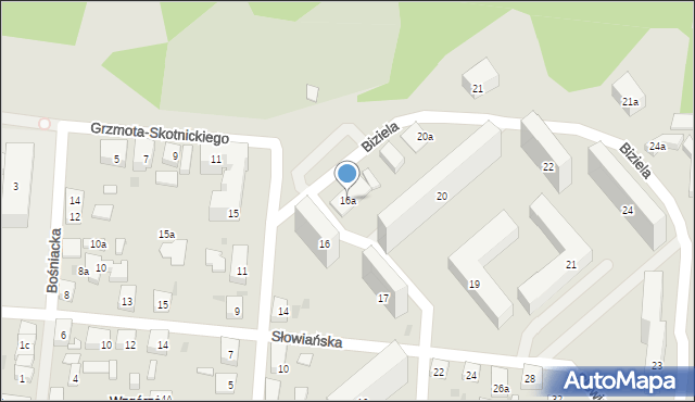Bydgoszcz, Biziela Jana, 16a, mapa Bydgoszczy