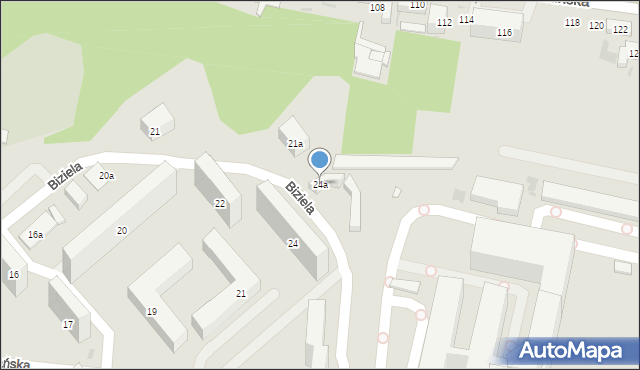 Bydgoszcz, Biziela Jana, 24a, mapa Bydgoszczy