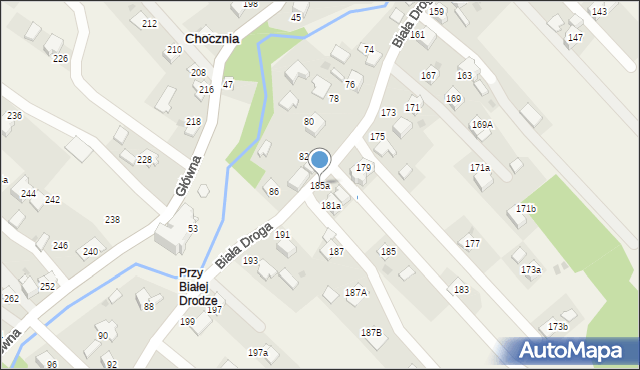 Chocznia, Biała Droga, 185a, mapa Chocznia