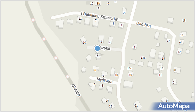 Chojnice, Bińczyka Jana, 5, mapa Chojnic