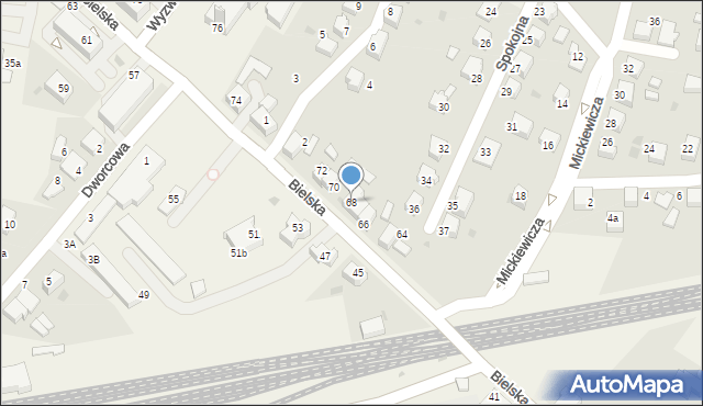 Chybie, Bielska, 68, mapa Chybie