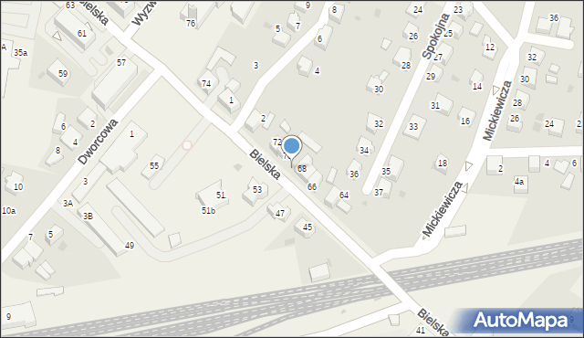 Chybie, Bielska, 68a, mapa Chybie