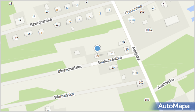 Chylice, Bieszczadzka, 19, mapa Chylice