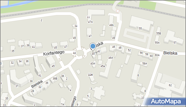 Cieszyn, Bielska, 40, mapa Cieszyna