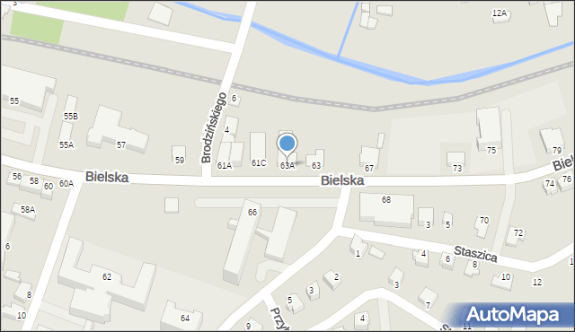 Cieszyn, Bielska, 63A, mapa Cieszyna