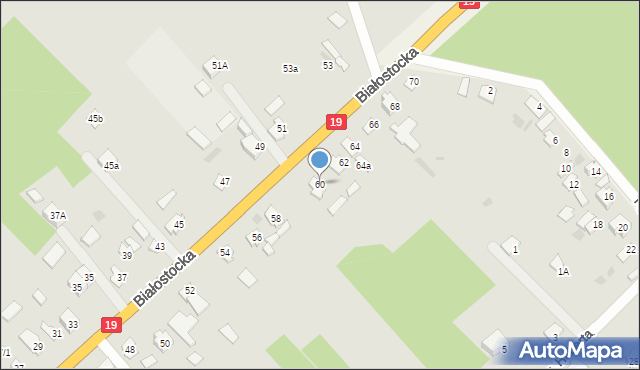 Czarna Białostocka, Białostocka, 60, mapa Czarna Białostocka