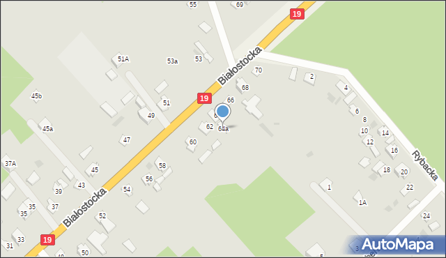 Czarna Białostocka, Białostocka, 64a, mapa Czarna Białostocka
